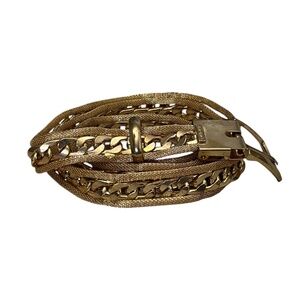 BEBE Bold 80s Power Era Style Goldtone Mesh & Chain Statement Belt Size M